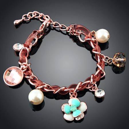 SWAROVSKI CRYSTAL+PEARL CHIFFON LINK BRACELET